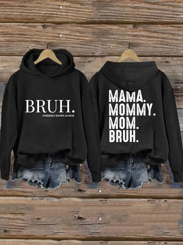 Women's Mama Mommy Mom Bruh Print Hoodie