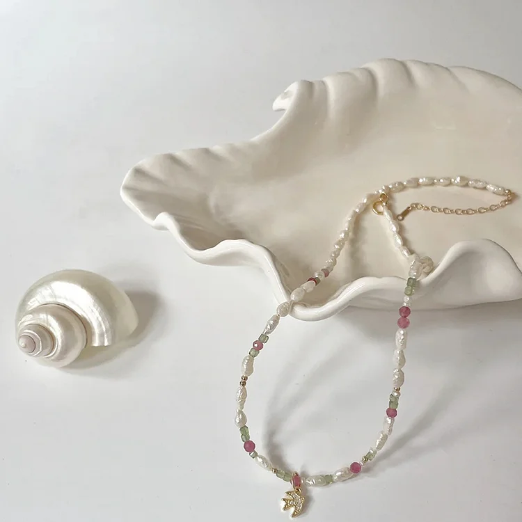 Multi-Stone Pearl Bead Necklace Handmade Jewelry