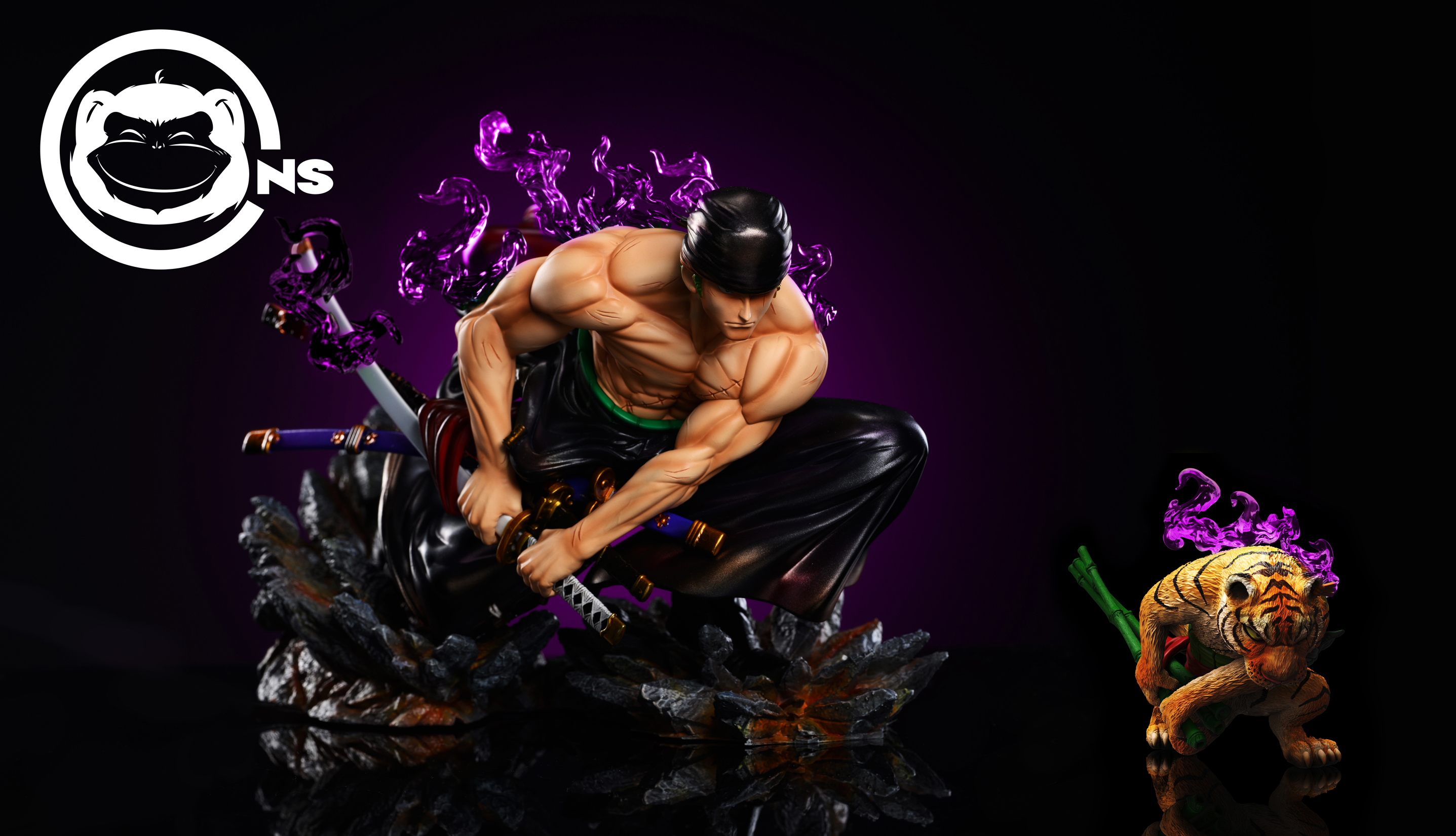 MAX Scale Shishi Sonson Roronoa Zoro & Tiger ONE PIECE Resin Statue