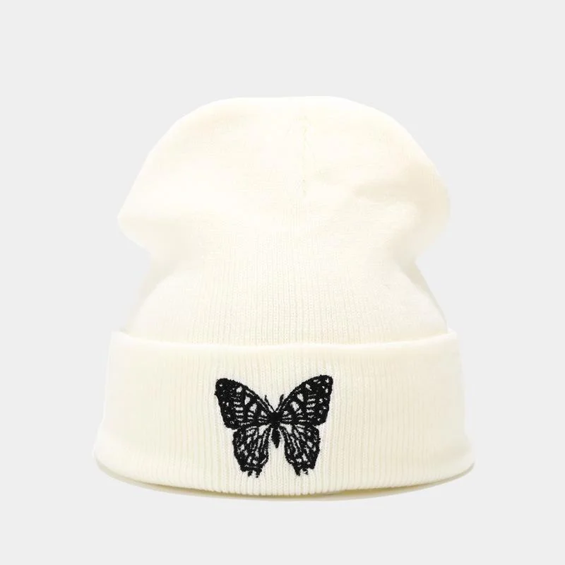 Butterfly Embroidery Knitted Hat