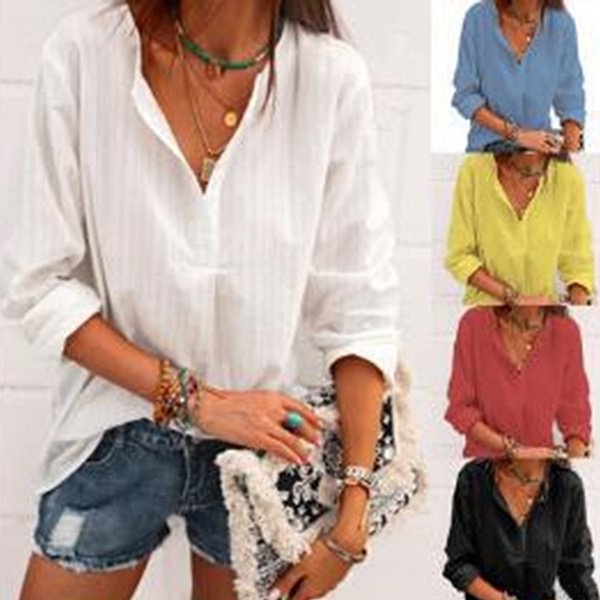 Jacquard Spring and Autumn Loose Blouse Open Tube Round Neck Woven T-shirt - BlackFridayBuys