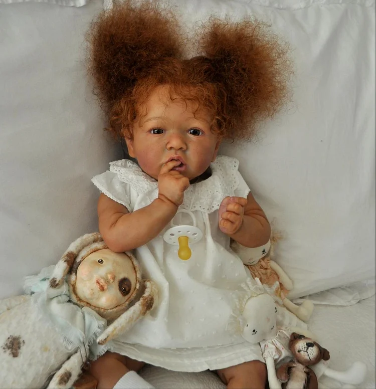 [Heartbeat & Sound] African American 20'' Vicky Realistic Black Reborn Baby Doll Girl with Pretty Curly Hair By Dollreborns®