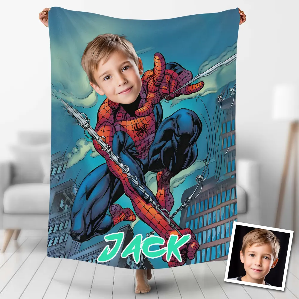 Custom Blankets Personalized Spiderman Superhero Blanket
