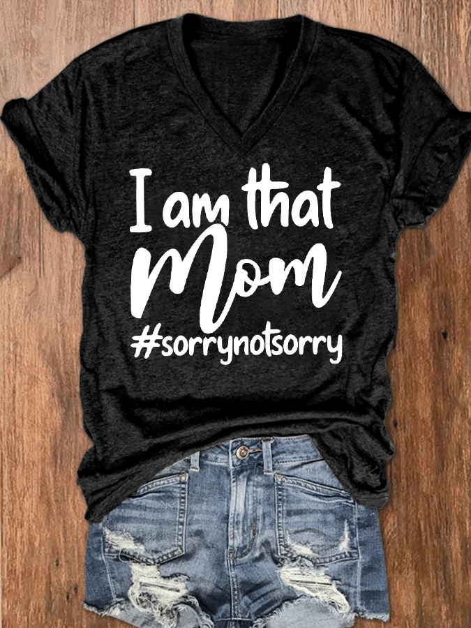 Women's I‘am That Mom Printed V-Neck T-Shirt socialshop