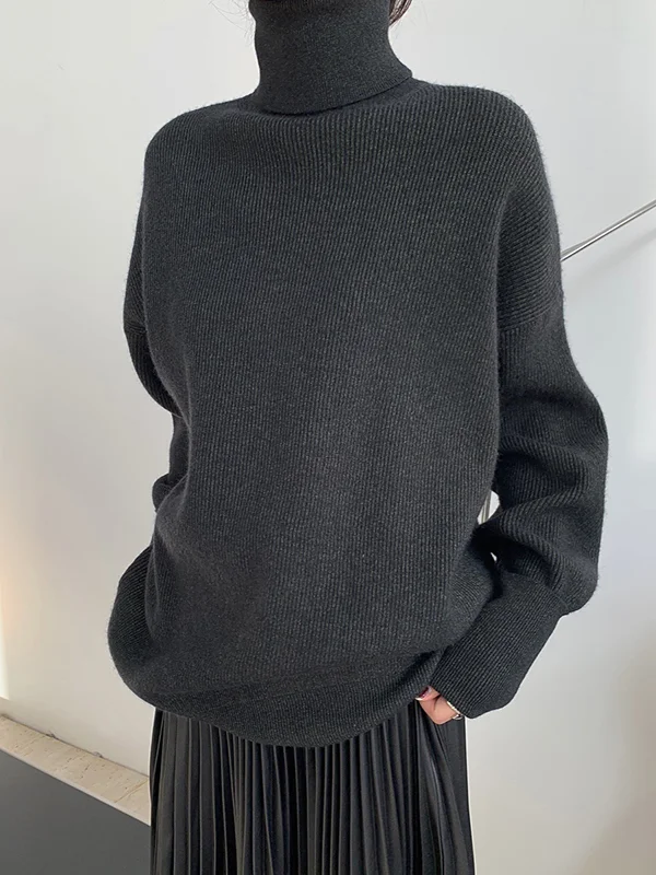 Women High Neck Pullover Loose Sweater