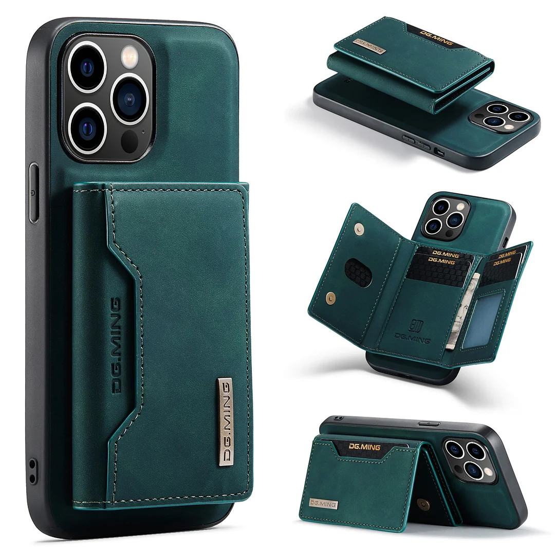 Luxury Leather Phone Case With Magnetic Detachable Cards Wallet And Kickstand For IPhone 14/14 Pro/14 Pro Max/14 Plus/13/13 Pro/13 Pro Max/15/15 Pro/15 Pro Max/15 Plus