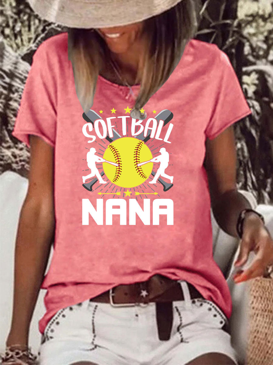 Softball nana Raw Hem Tee -013671-Guru-buzz