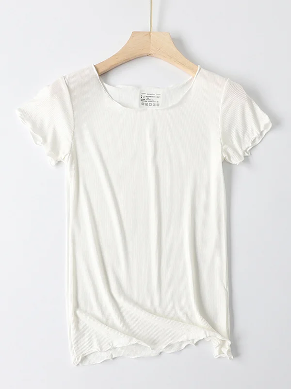 Modal Short Sleeve Round-Neck Roomy Casual T-Shirts