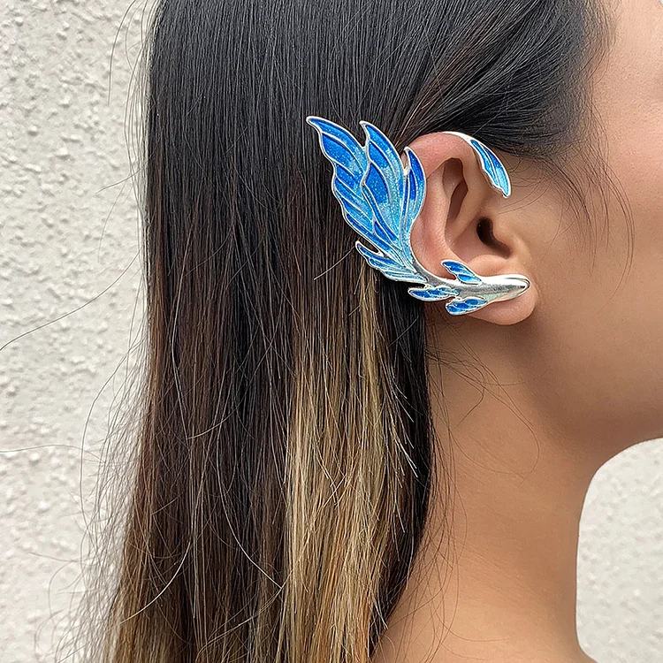 Fashion Fishtail Oil Painting Earrings-Blue