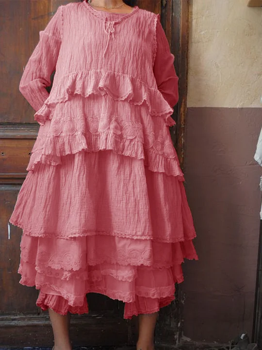 Pure Color Casual Loose Soft Linen Dress