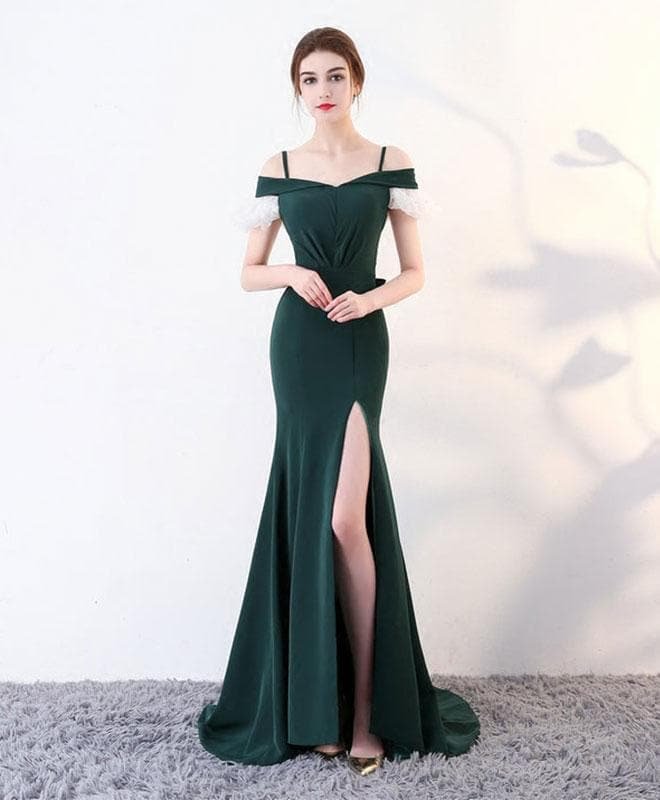 Green Long Prom Dress, Mermaid Green Evening Dress