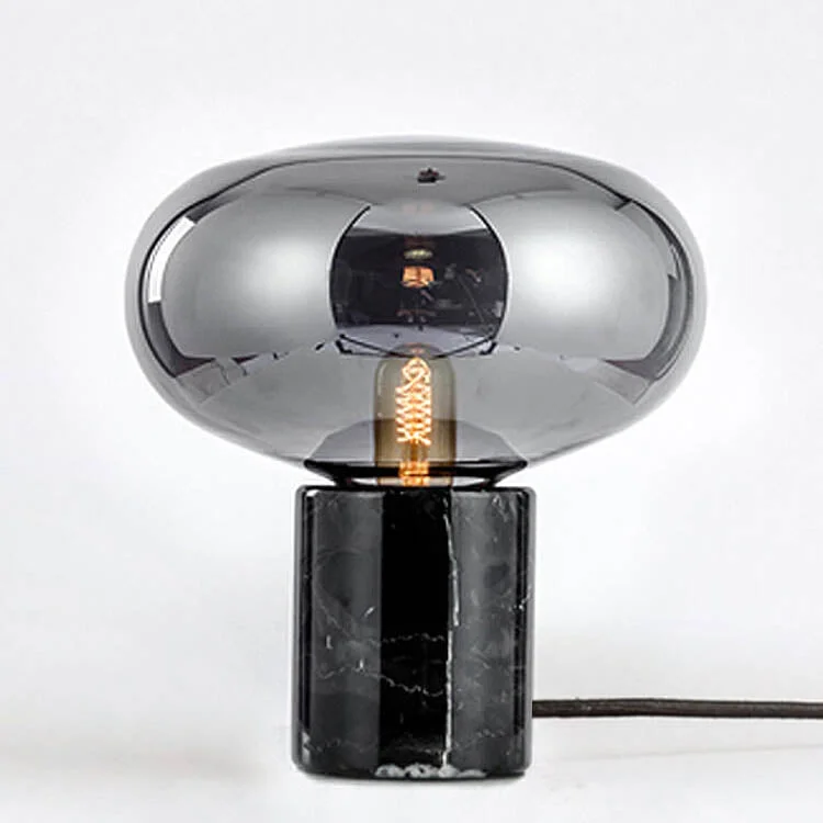 Postmodern Glass Cylinder Marble Base 1-Light Table Lamp socialshop