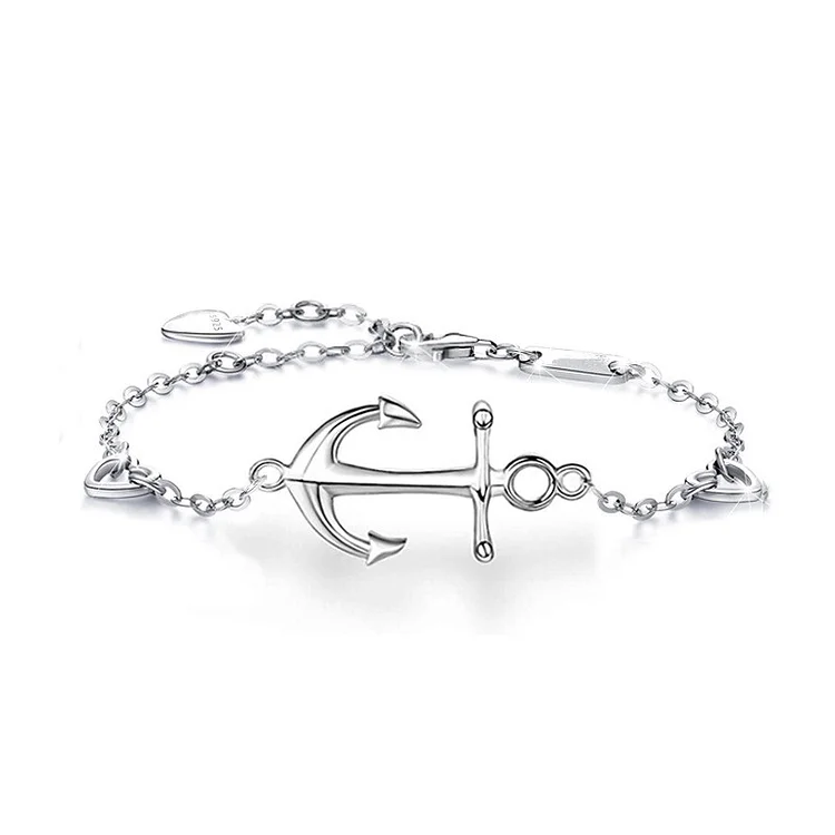 Anchor and Love Heart Bracelet Sterling Silver Anchor Bracelet