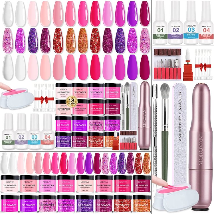 Morovan 18 Colors Dip Powder Nail Kit Starter DPM40