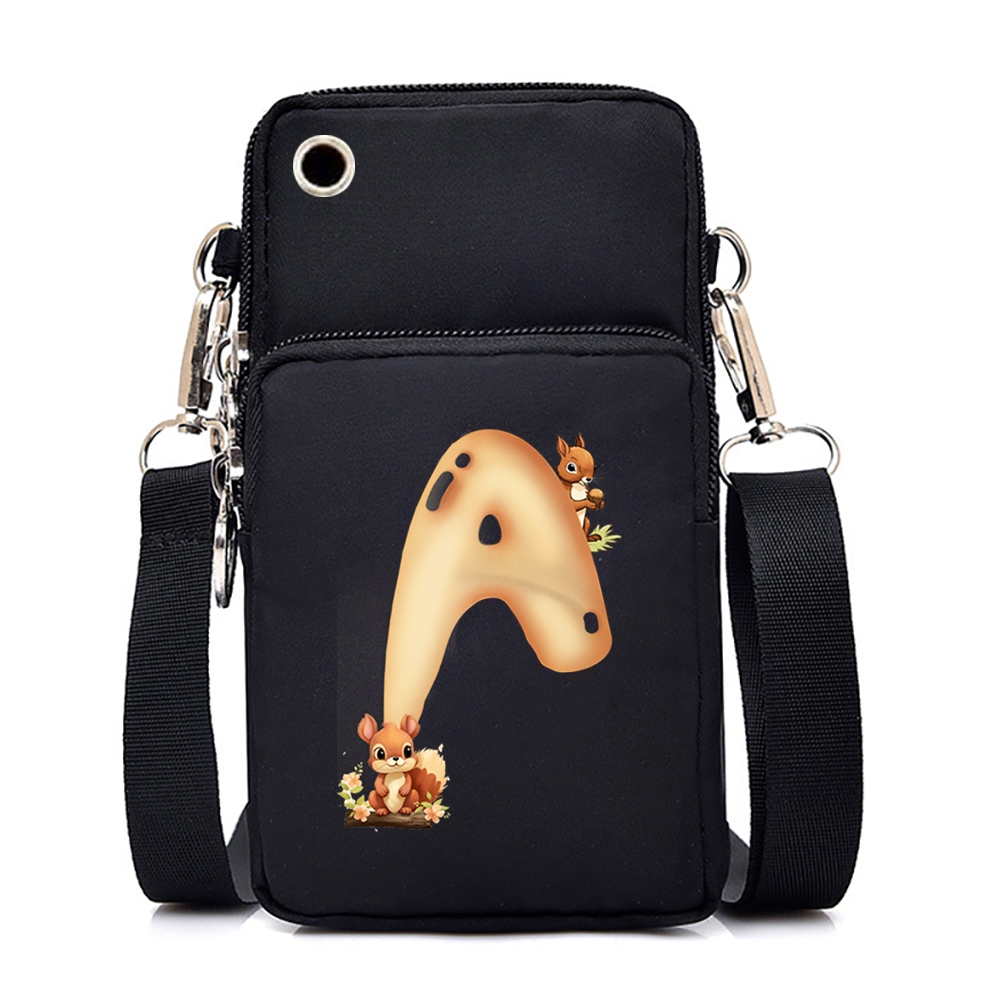 Wallenrisen Cute Squirrel Graphics Small Crossbody Bags Women Cartoon Alphabet Mini Mobile Phone Bag Teen Messenger Bag Women Purse Handbags Women's shoulder bags