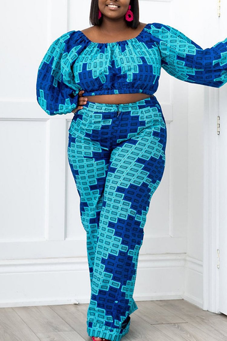 Elegant Print Split Joint Strapless Plus Size Two Pieces - Shop Trendy Women's Clothing | LoverChic