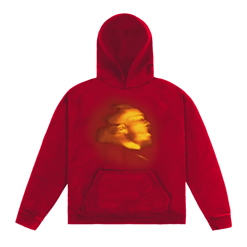 Vintage Portrait Graphic Red Hoodie | Retro Streetwear Pullover