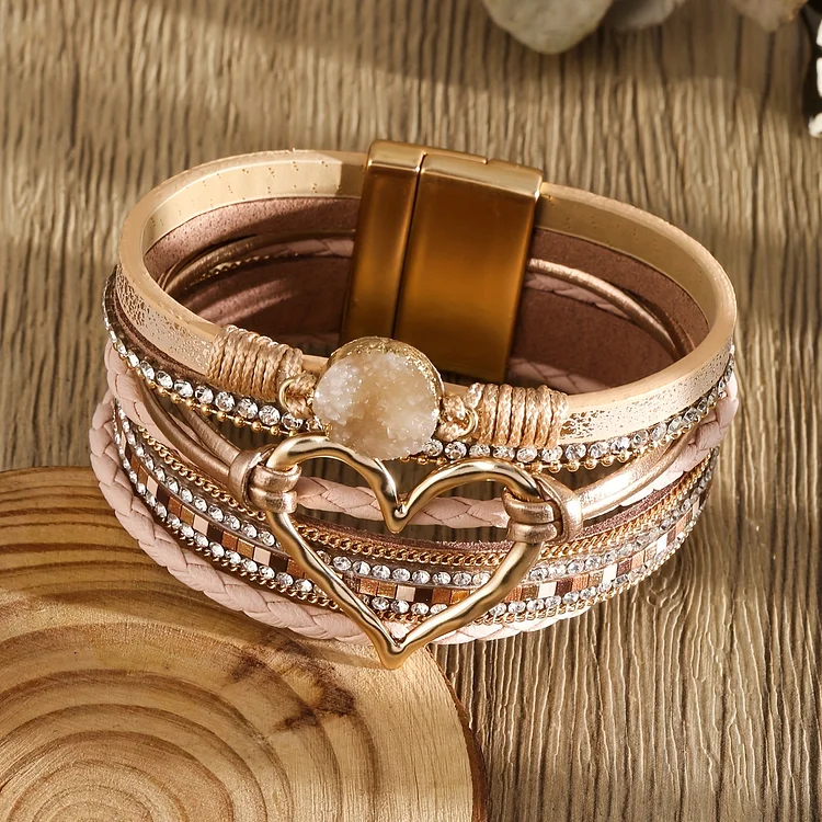 1 Pc Multi-layer Heart Magnetic Buckle Bracelet With Magnetic Buckle