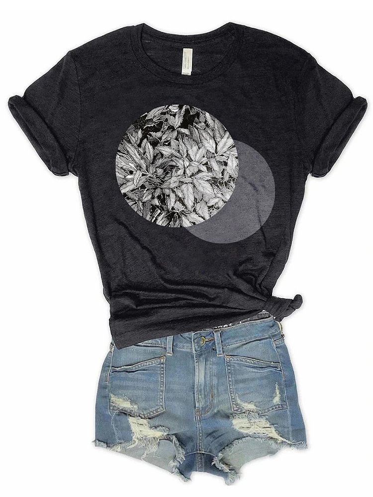 Bestdealfriday 2020 Autumn Leaves Crew Neck Print Short Sleeve T-Shirt 9750689