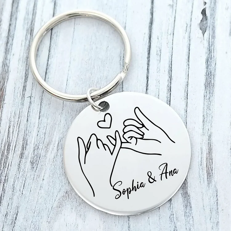 Personalized Round Keychain Custom Text Keyring Pinky Swear Gift For Friend/Sister/Bestie