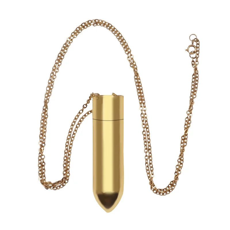 Metal Mini Bullet Necklace Vibrator - Rose Toy
