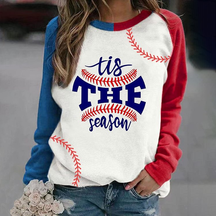 Comstylish It's The Season Baseball Print Sweatshirt