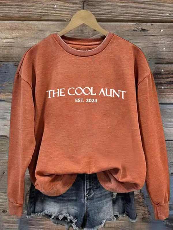 Women's Cool Aunt Est 2024 Print Long Sleeve Sweatshirt