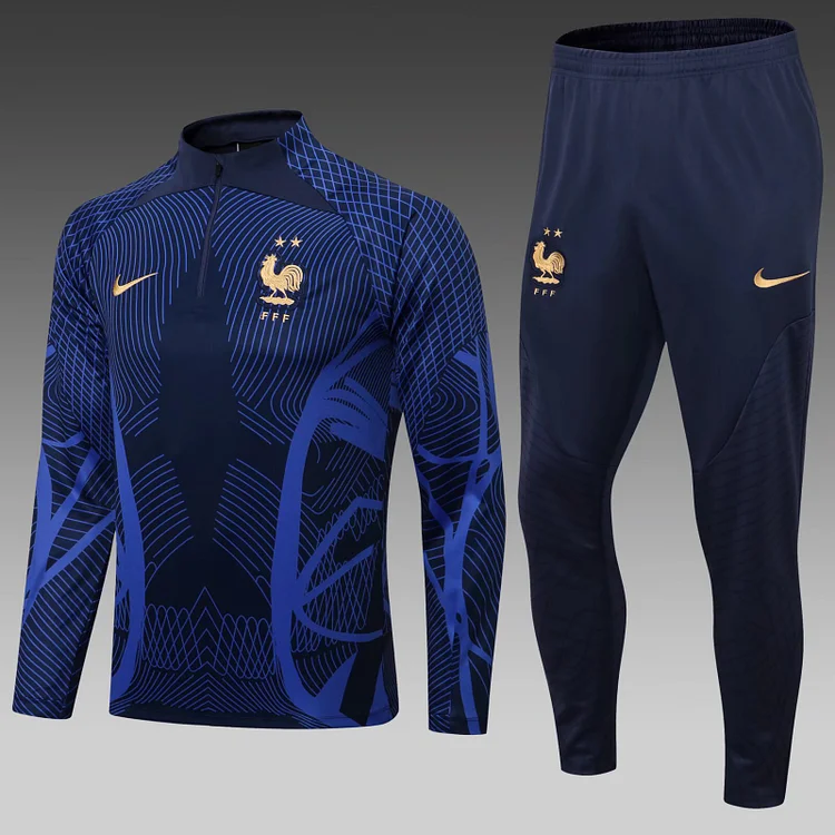 2022/2023 French half-pull training suit blue football shirt suit