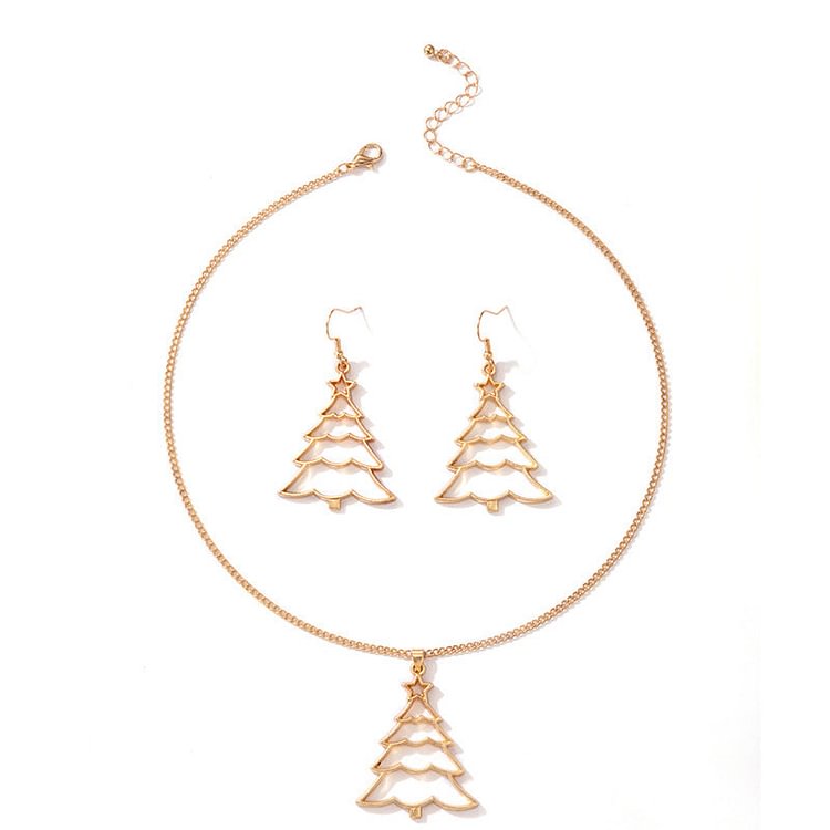 Christmas Tree Hollow Golden Ornament Set