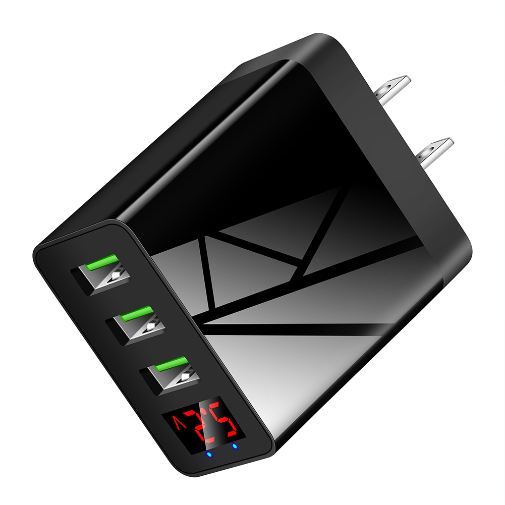 Portable 3 Ports USB Smart Charger Digital Display 5V 3.1A Adapter US Plug, Black, 501 Original
Portable 3 Ports USB Smart Charger Digital Display 5V 3.1A Adapter US Plug, Black, 501 Original