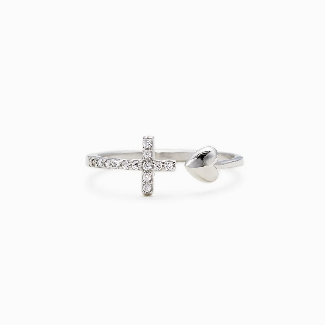 To My Daughter Pray On It Cross & Heart Ring S925