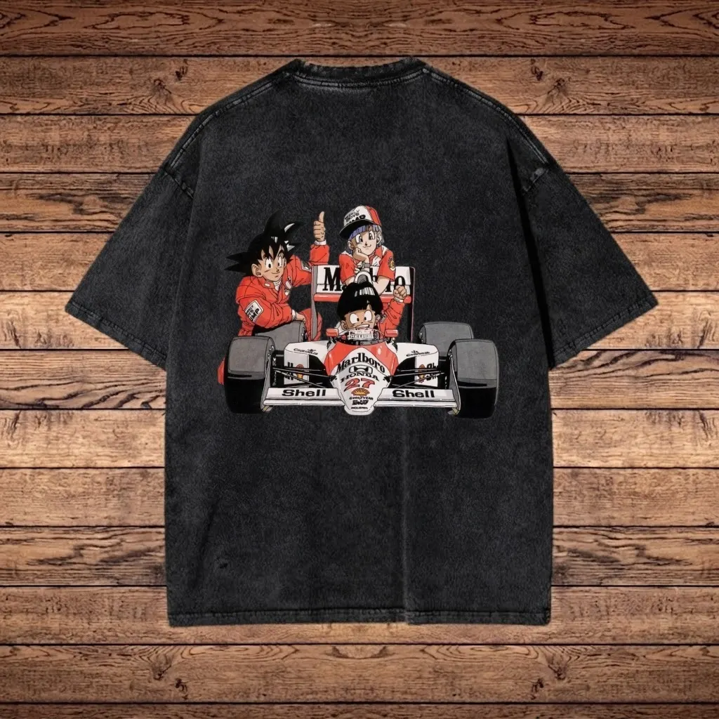 Vintage Bold Print Graphic Washed T-shirt