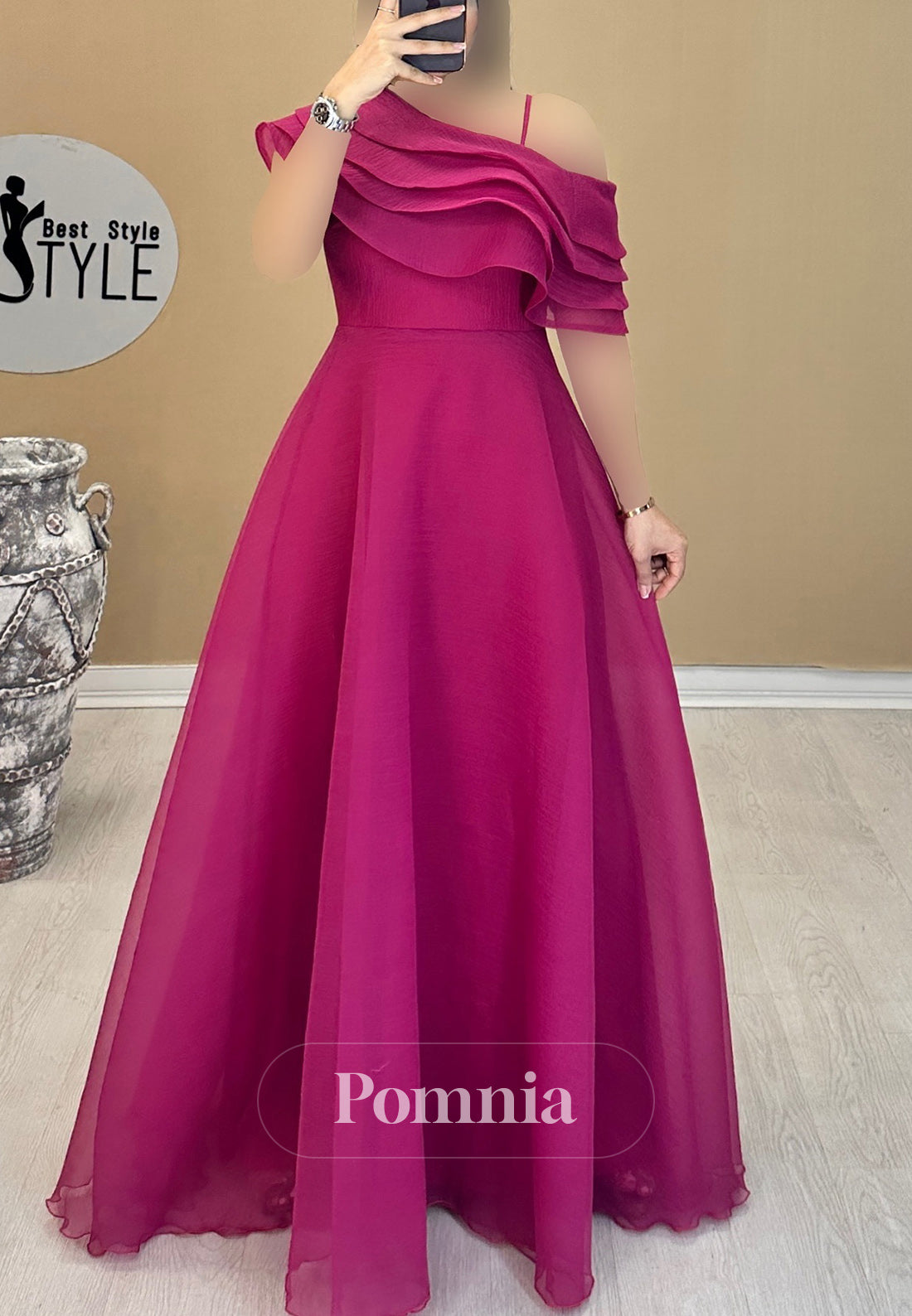 Royal Dress with Waist Cape - Anthracite