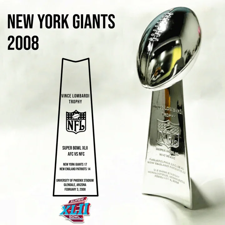 [NFL]2008 Vince Lombardi Trophy, Super Bowl 42, XLII New York Giants