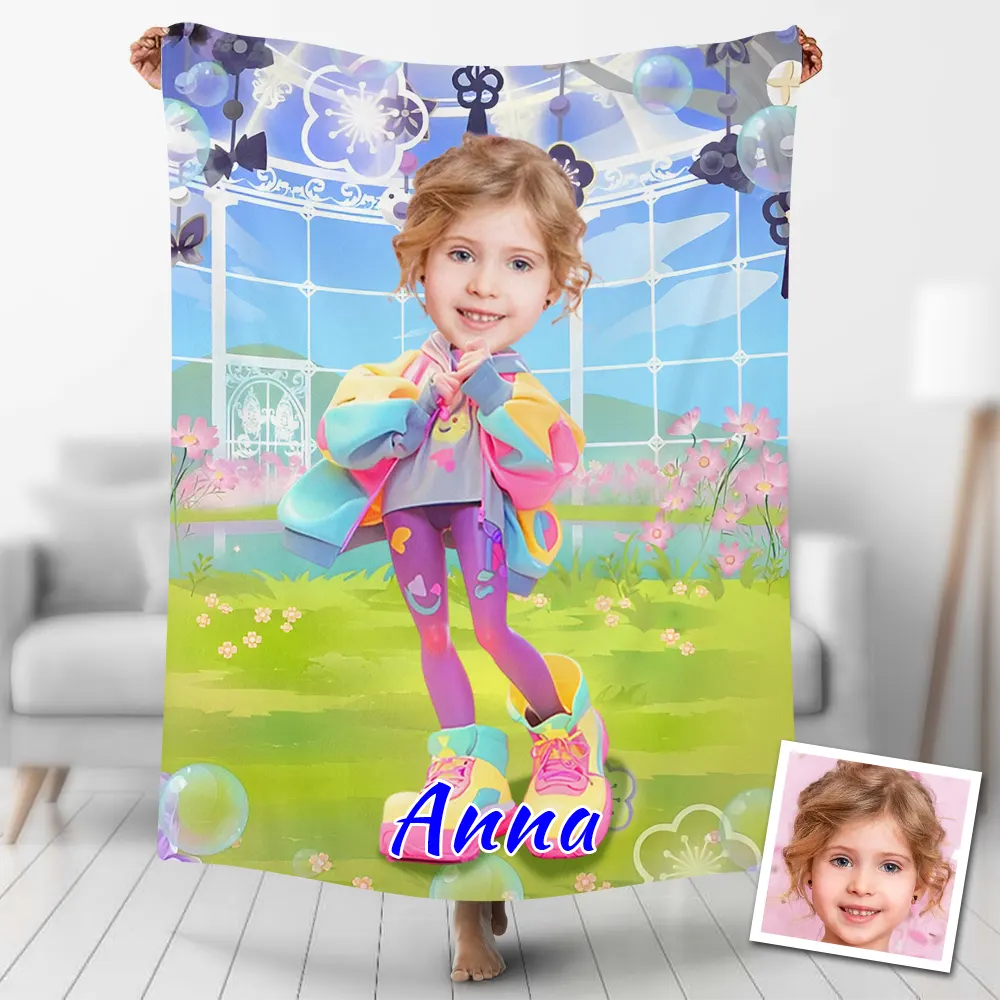 Custom Blankets Personalized Little Girl In Dress Blanket
