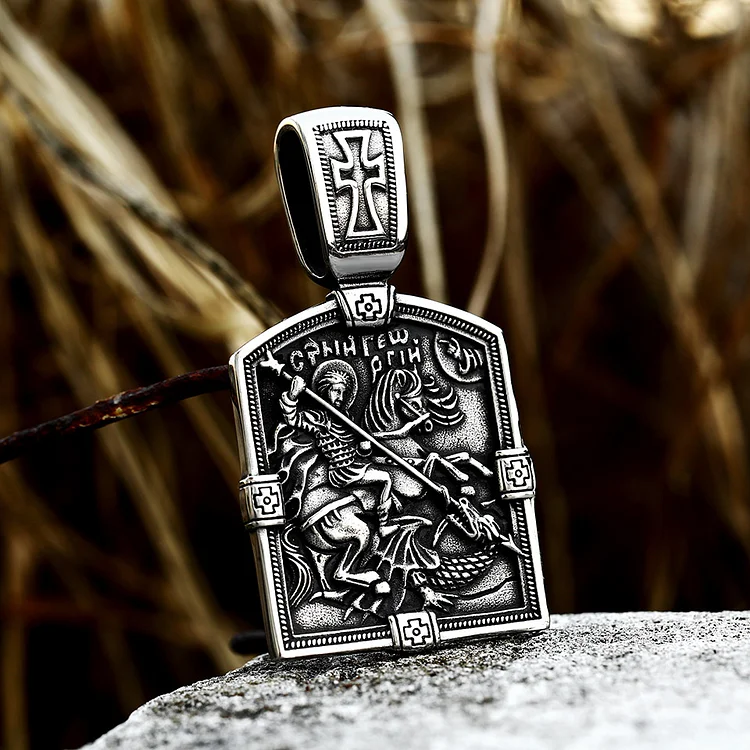 Dragon Slayer St. George Stainless Steel Necklace
