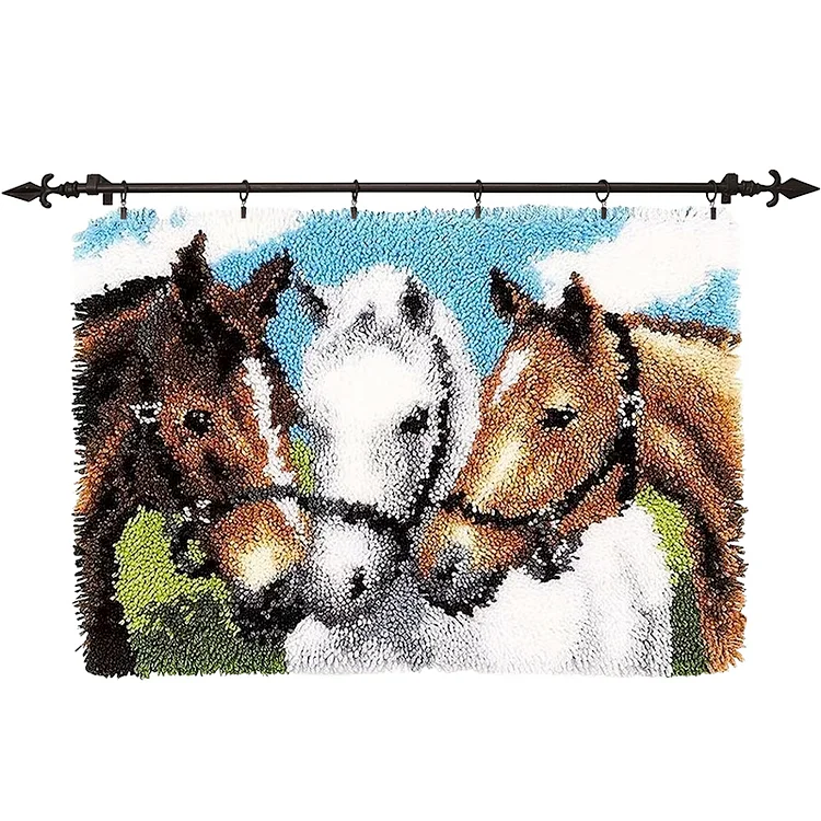 Three Horses Rug Latch Hook Kits for Beginners veirousa