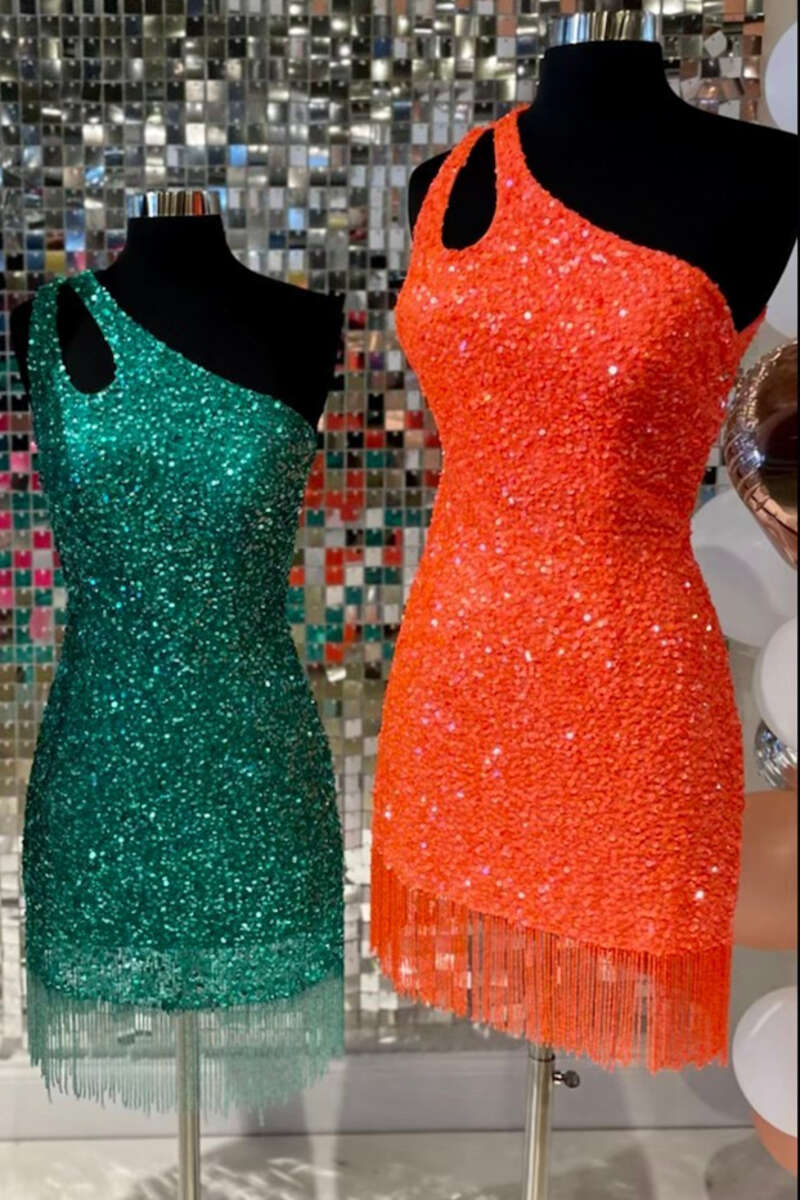 Sequin Keyhole Fringe Short Homecoming Dress