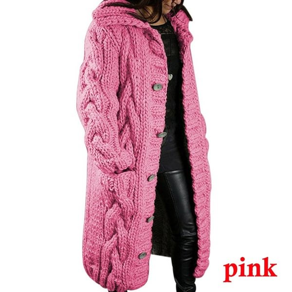 NEW Autumn Winter Women's Fashion Casual Pocket Knitted Long Sleeve Cardigan Coats Casual Streetwear Hooded Sweater Plus Size