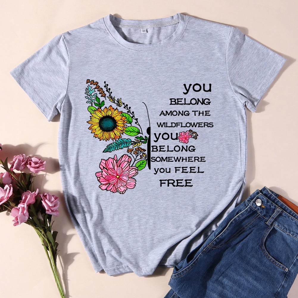 You Belong Among The Wildflowers Butterfly T-Shirt-011710-Guru-buzz