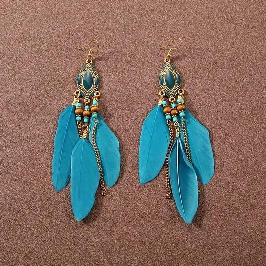 Bohemian Ethnic Style Long Feather Earrings