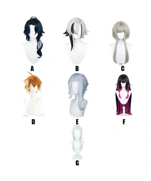 Genshin Impact Eleven Fatui Harbingers Regrator / The Knave / Marionette / Childe / The Doctor / Damselette / The Jester Cosplay Wigs HW39