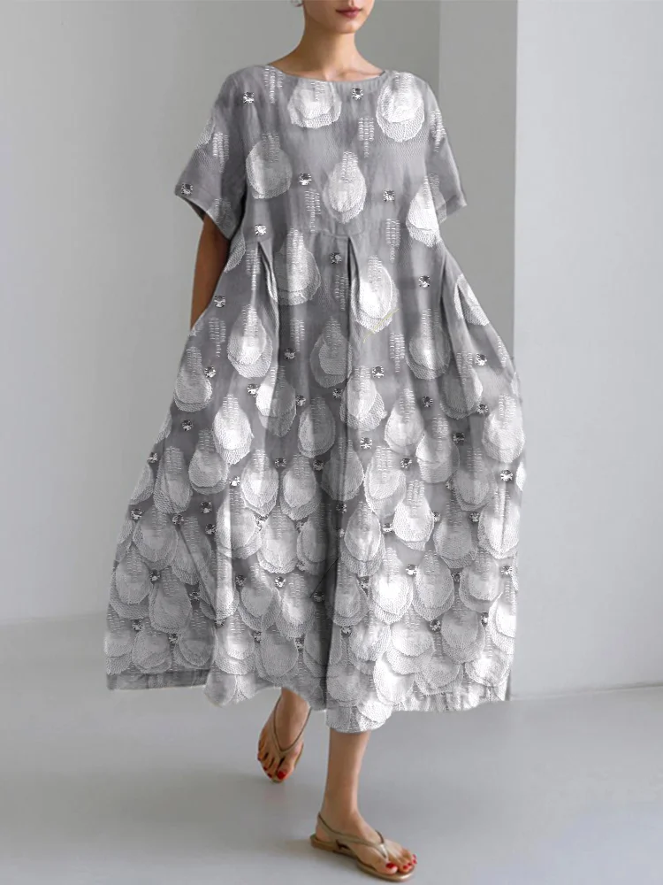 Comstylish Fashion Lace Splicing Design Linen Dress