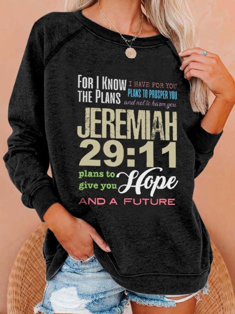Vefave Faith Jeremiah Printed Long Sleeve Sweatshirt