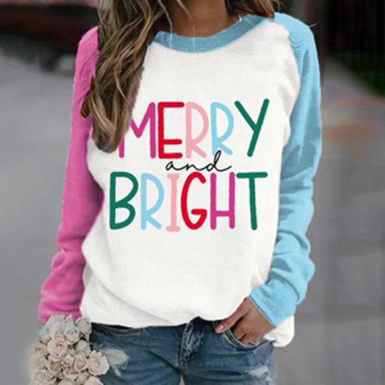 Comstylish Women‘s Merry And Bright Print Casual Sweatshirt
