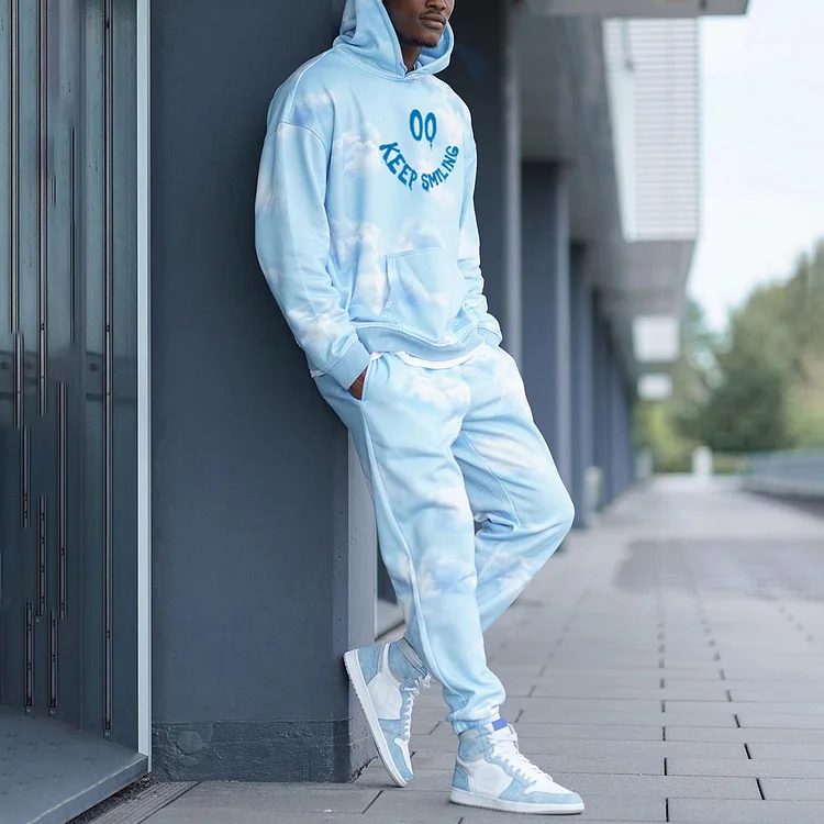Broswear Blue Sky Keep Smiling Smiley Face Print Tracksuit Co-Ord