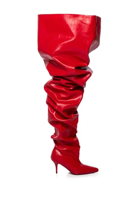 VCSHOES High Heel Boots Women's Stiletto Over Knee Synthetic Leather Long Boots Woman Boots Big Thigh High Boots 44