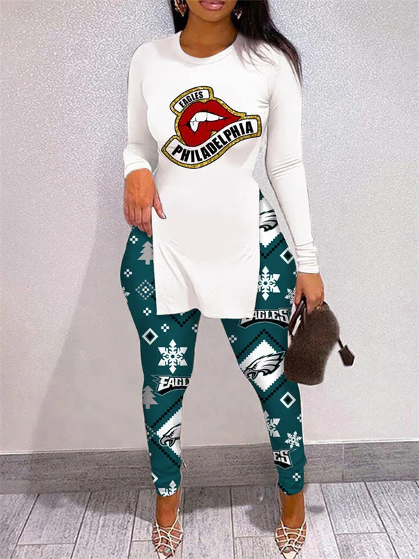 Philadelphia Eagles
Limited Edition High Slit Shirts And Leggings Two-Piece Suits
