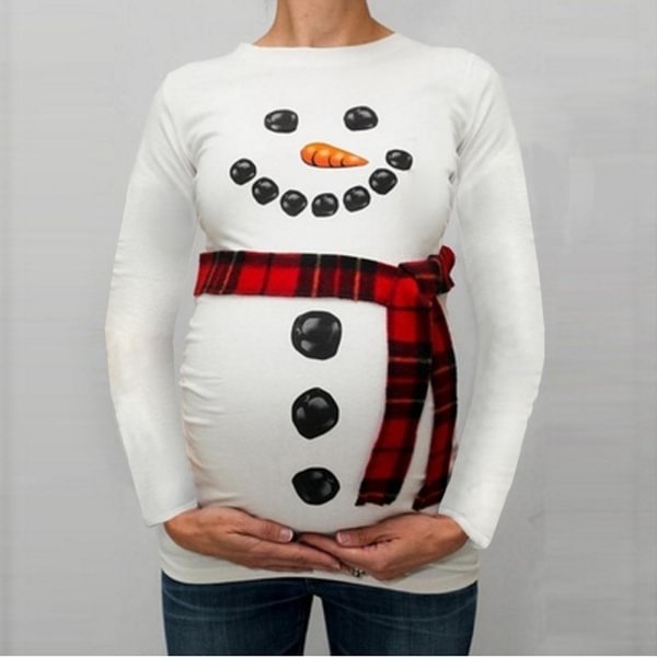 Women's Fashion Christmas Funny Snowman Print Pregnant Maternity T Shirts Casual Pregnancy Clothes for Pregnant Women Plus Size S-5XL - BlackFridayBuys