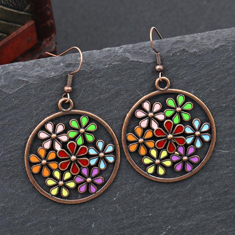 Vintage Color Flower Earrings